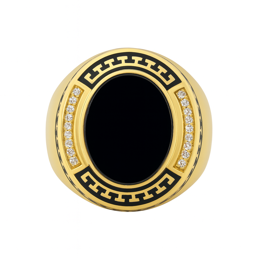14K Gold Men’s Ring with Zirconia Accents