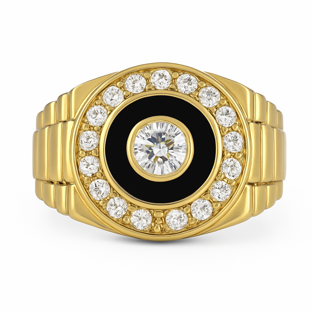 10K Gold Men’s Ring with Zirconia Accents