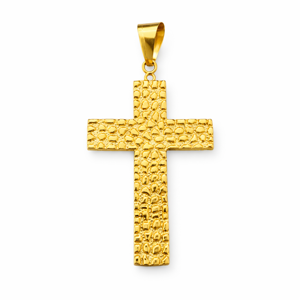 10K Gold Textured Cross Pendant