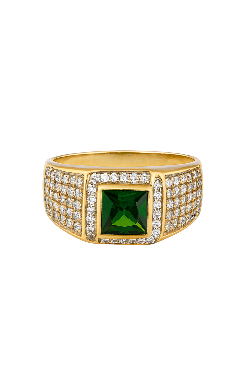 10K Gold Men’s Ring with Square Green