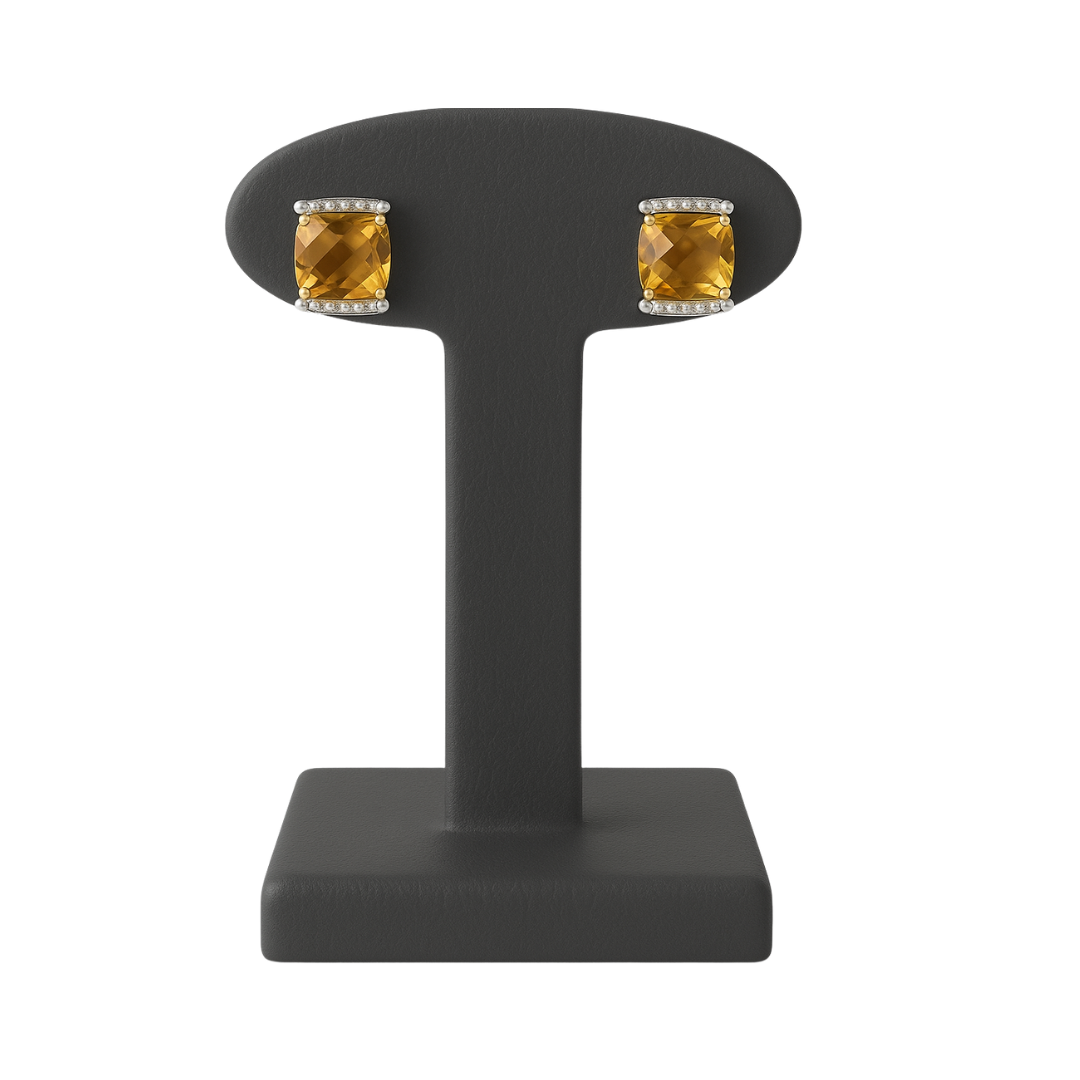 14K Gold Fancy Deep Yellow Diamond Earrings