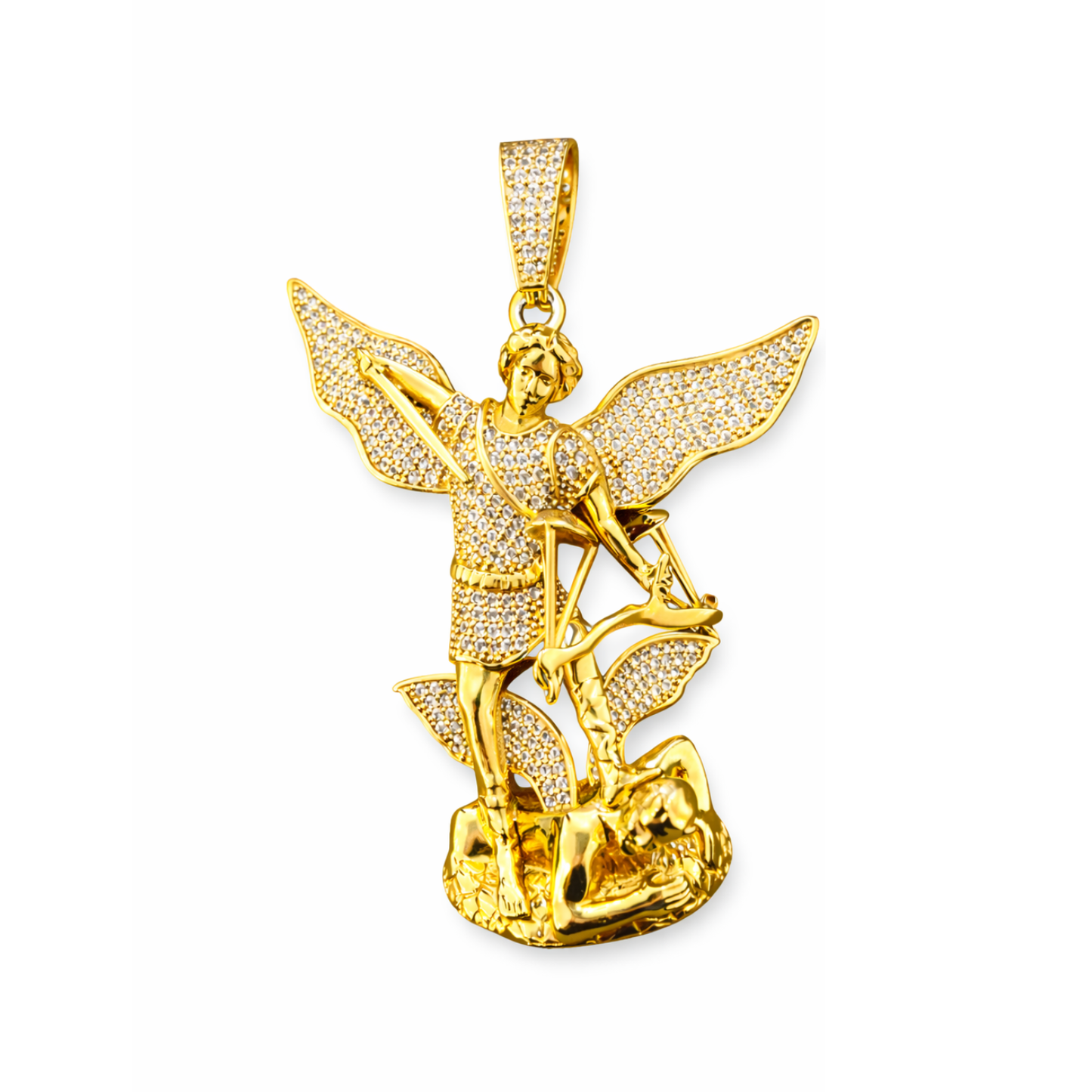 14K Gold Angel Pendant with Cubic Zirconia