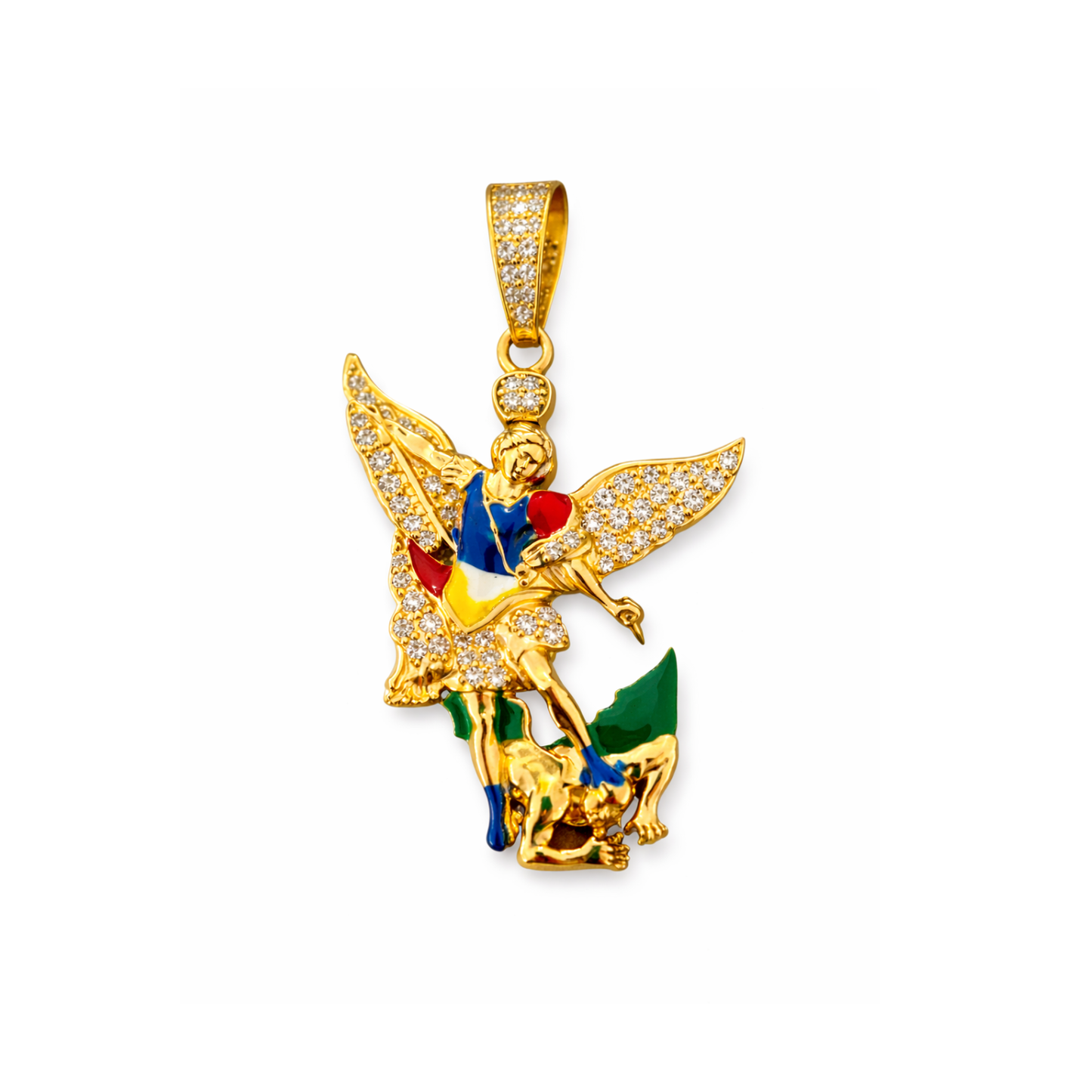 14K Gold Colorful Angel Pendant