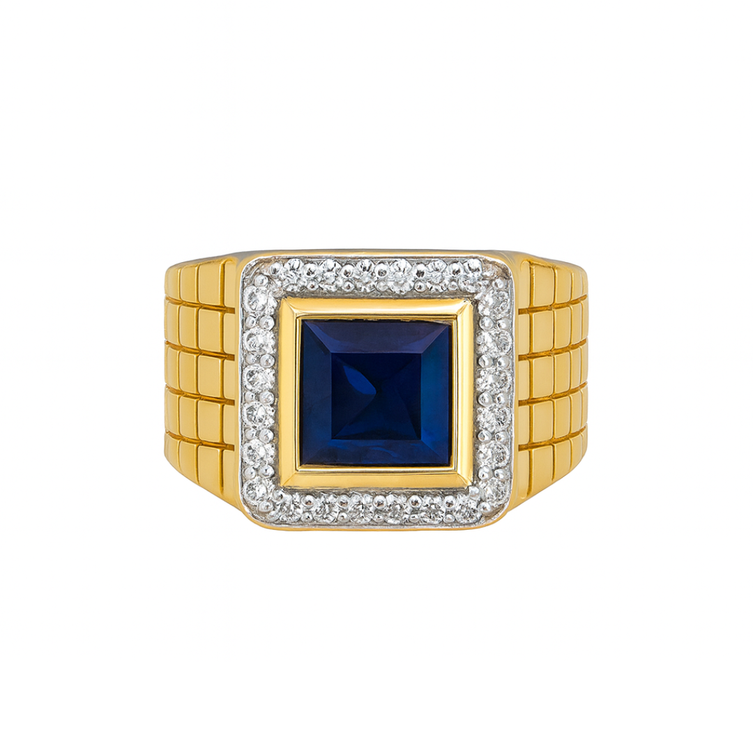 Men’s 14K Gold Ring with Blue Gemstone