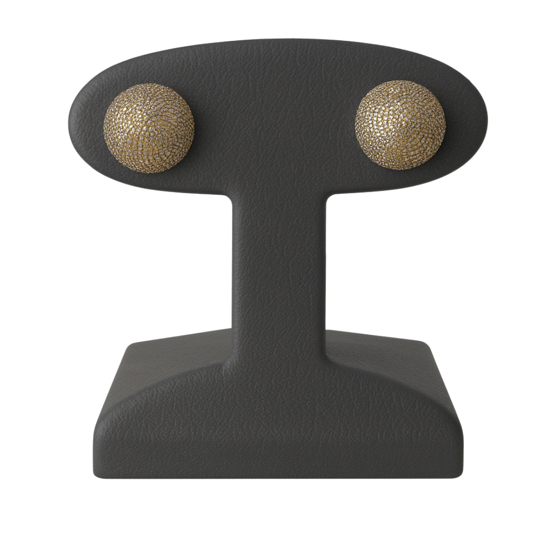 14K Gold Rounded Pavé Diamond Earrings