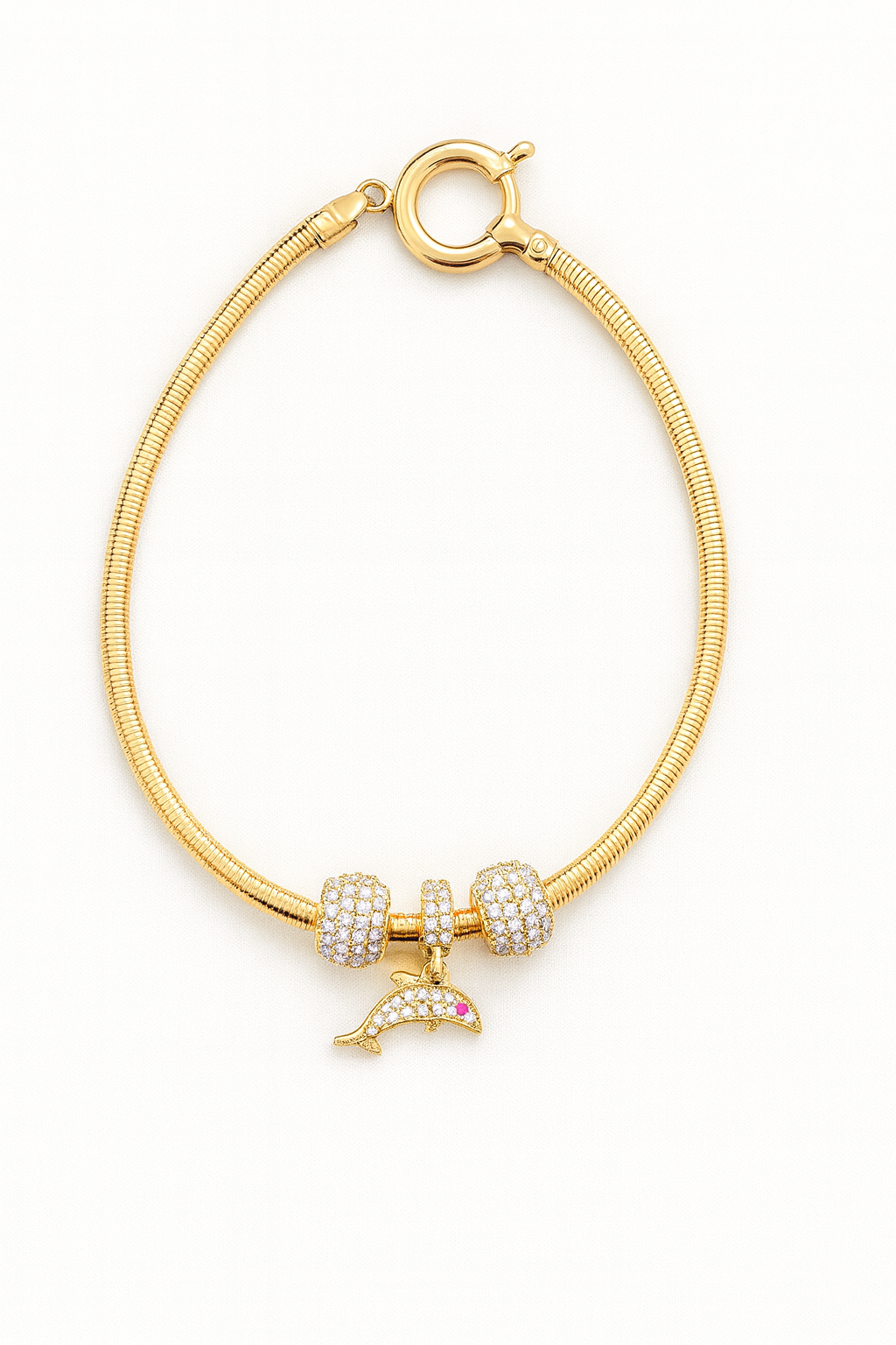 14K Gold Dolphin Charm Bracelet
