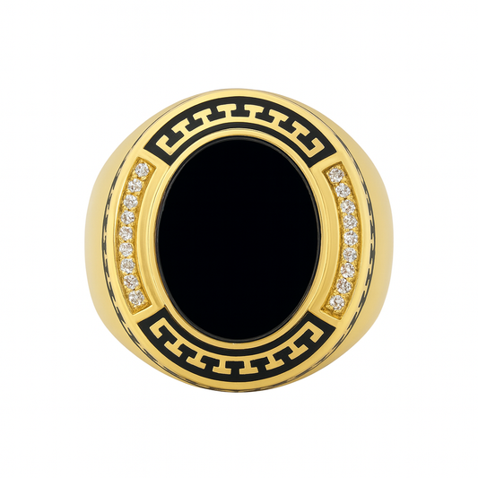 14K Gold Men’s Ring with Zirconia Accents