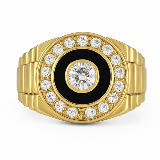10K Gold Men’s Ring with Zirconia Accents