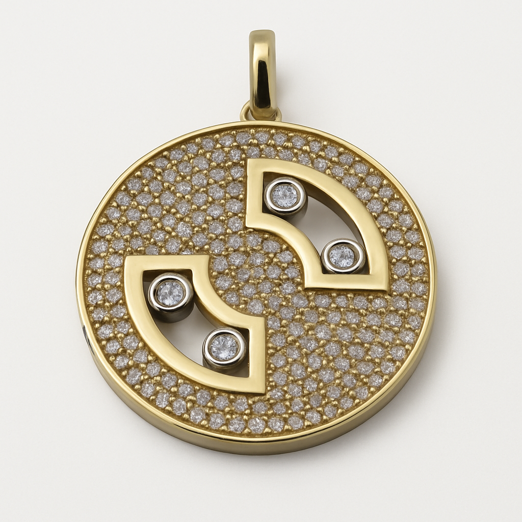 10K Gold Round Zircon Charm