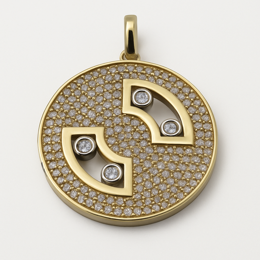 10K Gold Round Zircon Charm