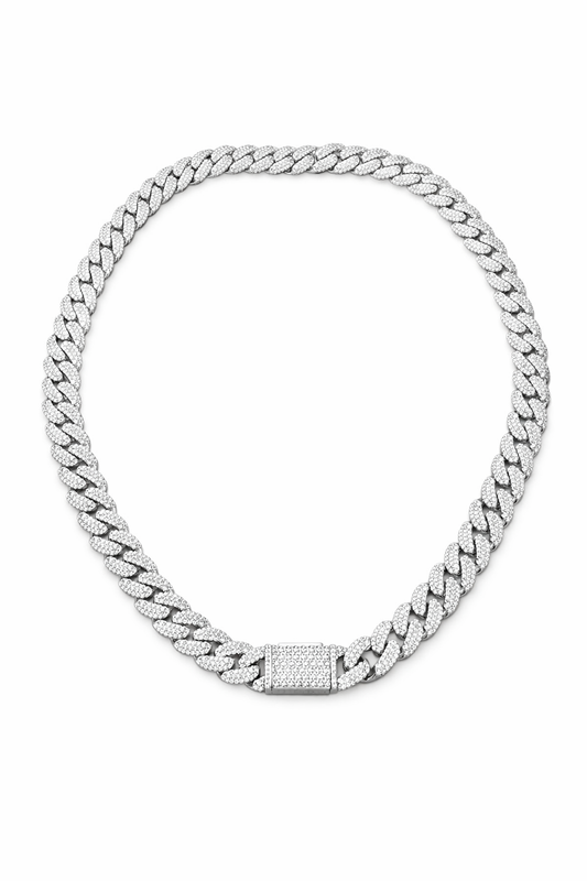 Men’s 925 Sterling Silver Monaco Chain with Zirconia