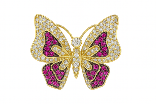 14K Gold Butterfly Ring with Cubic Zirconia