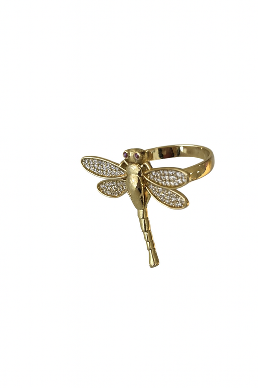 14K Gold Dragonfly Ring