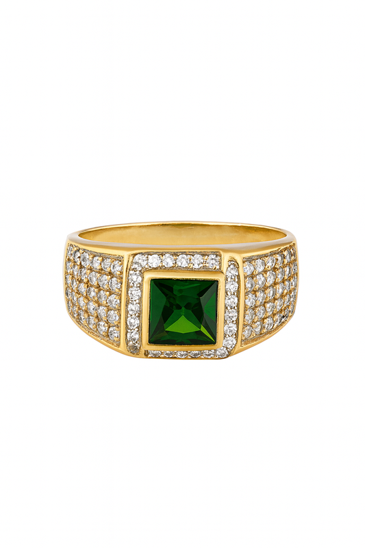 10K Gold Men’s Ring with Square Green