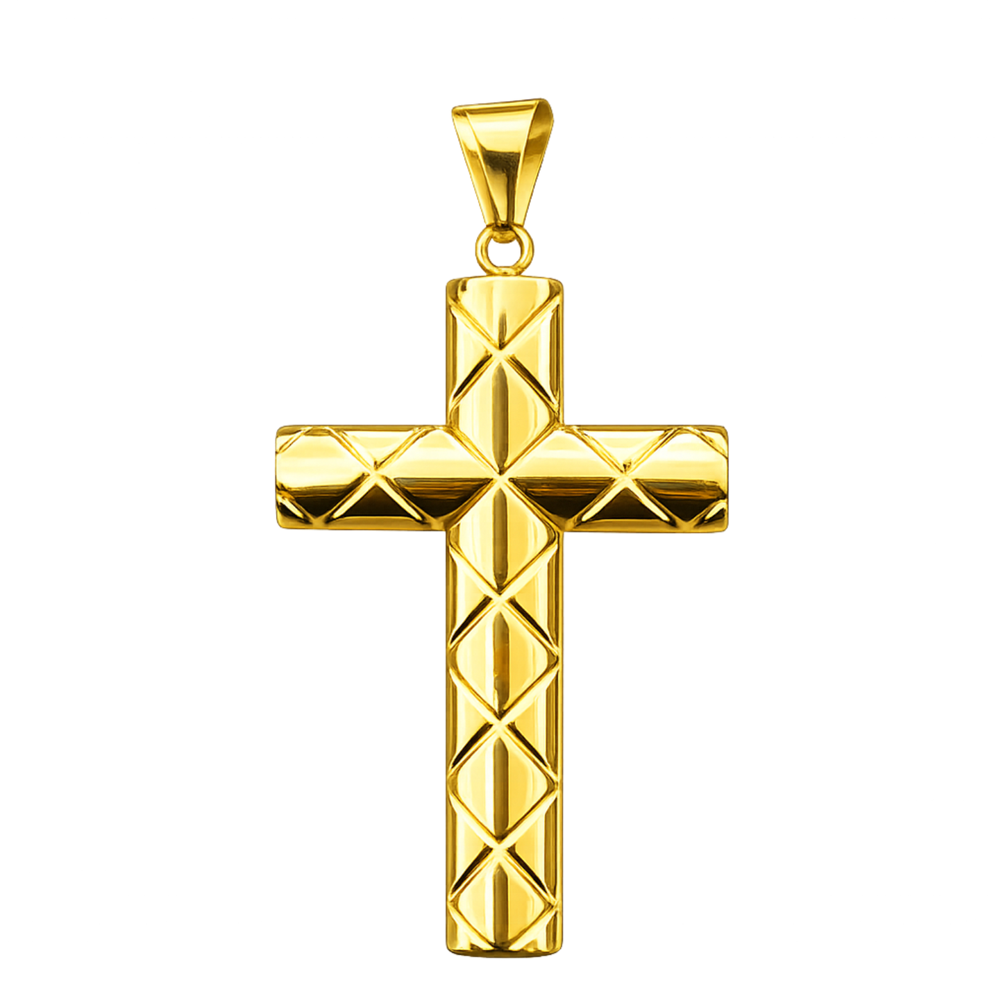 10K Gold Quilted Cross Pendant