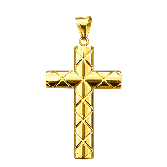 10K Gold Quilted Cross Pendant