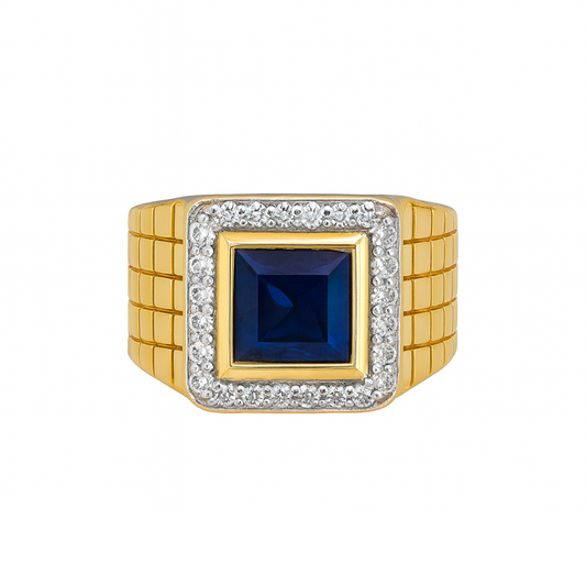 Men’s 14K Gold Ring with Blue Gemstone
