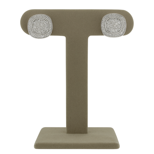 14K White Gold Diamond Cushion Earrings