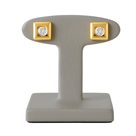 14K Gold Square Diamond Earrings