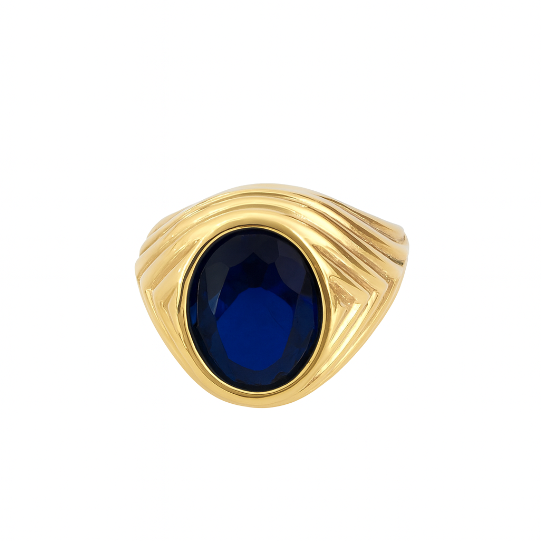 10K Gold Men’s Ring with Oval Blue Gemstone