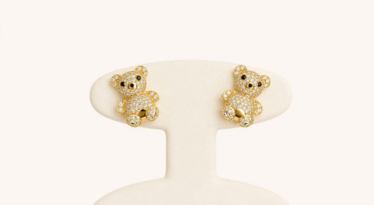14K Gold Teddy Bear Earrings