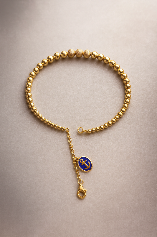 14K Gold Anchor Charm Bracelet