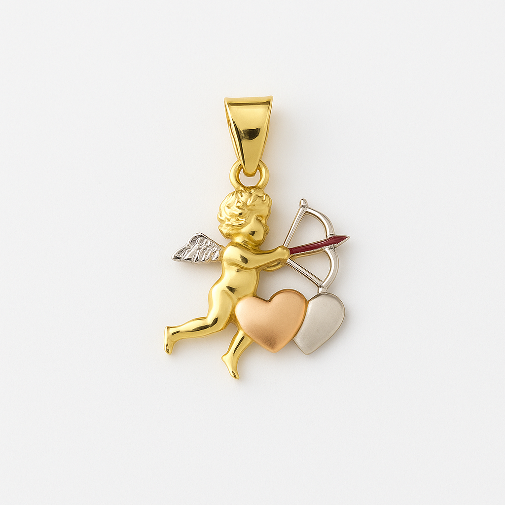 14K Tricolor Gold Angel Charm