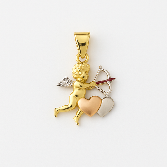 14K Tricolor Gold Angel Charm