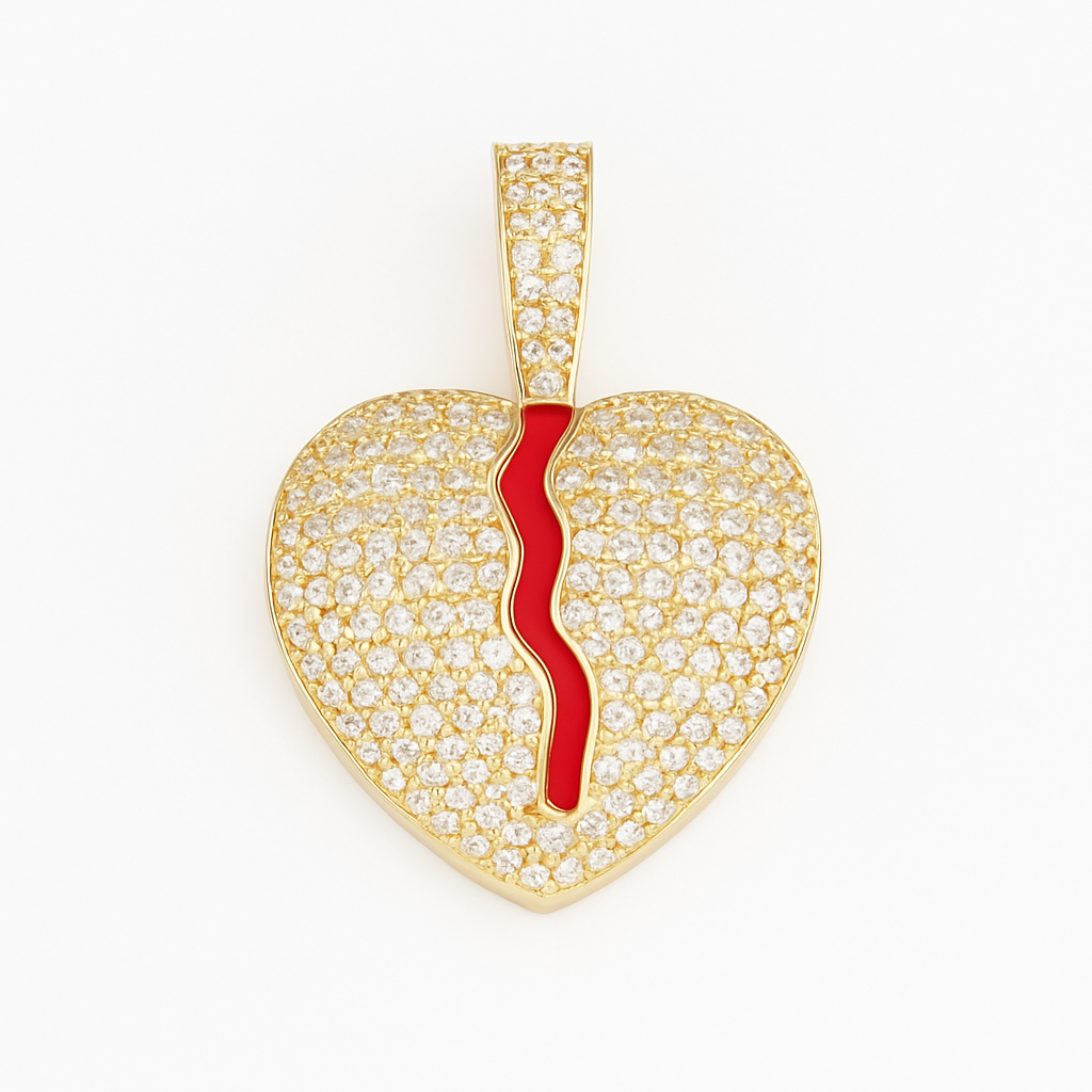 14K Gold Broken Heart Pendant
