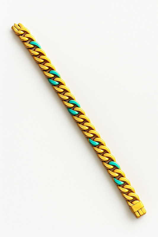 14K Gold Bracelet Featuring Blue Accents