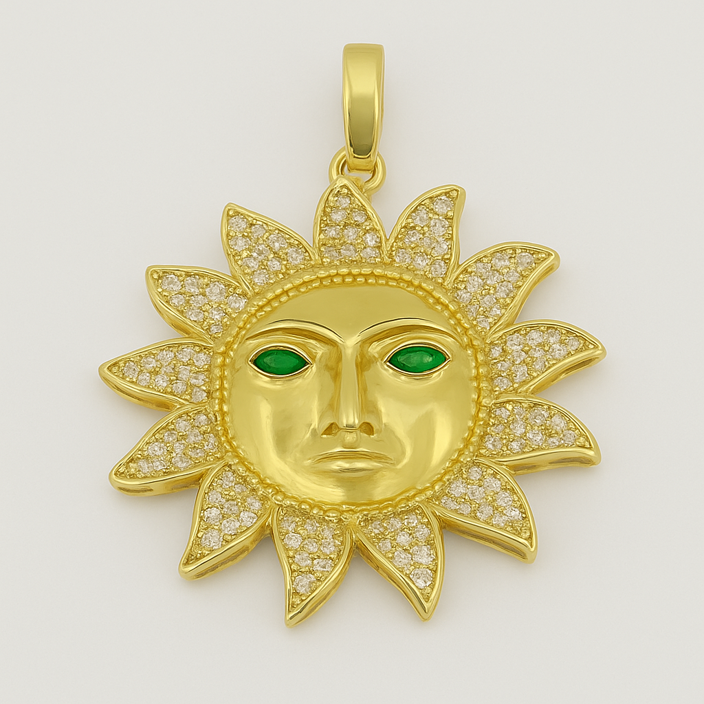 14K Gold Sun Design Pendant