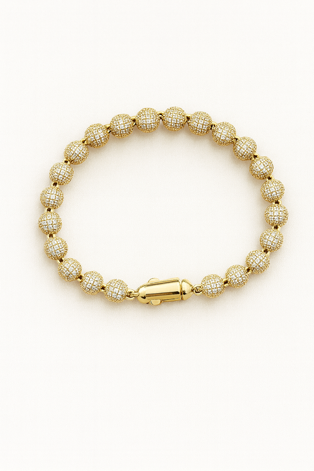 14K Gold Pavé Ball Bracelet