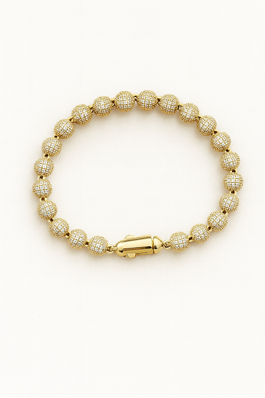 14K Gold Pavé Ball Bracelet
